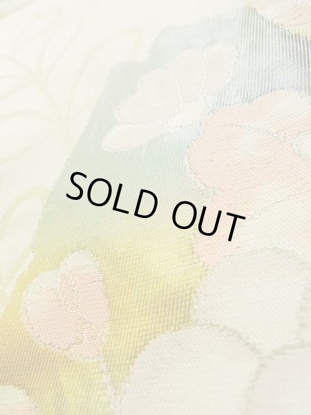 画像8: K0310J 名古屋帯 女性用着物 シルク(正絹) 薄い  グレー(灰色) 梅 【中古】 【USED】 【リサイクル】 ★★★★☆ (8)