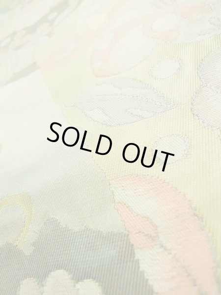 画像9: K0310J 名古屋帯 女性用着物 シルク(正絹) 薄い  グレー(灰色) 梅 【中古】 【USED】 【リサイクル】 ★★★★☆ (9)