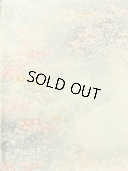 画像4: K0311X Mint  小紋 女性用着物  シルク（正絹） 青みのある  グレー（灰色）, 花 【中古】 【USED】 【リサイクル】 ★★★★★ (4)