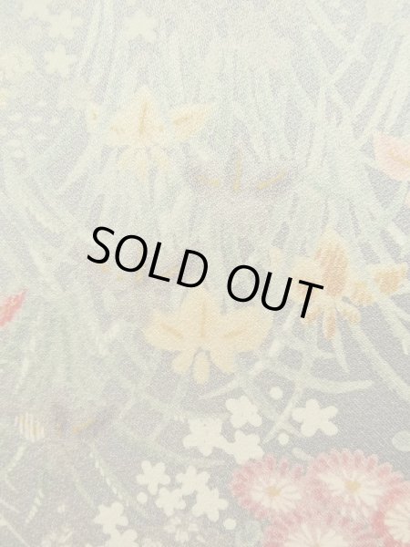 画像7: K0311X Mint  小紋 女性用着物  シルク（正絹） 青みのある  グレー（灰色）, 花 【中古】 【USED】 【リサイクル】 ★★★★★ (7)