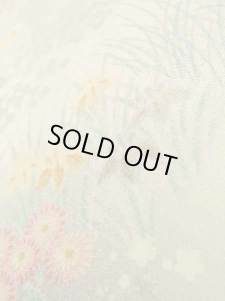 画像10: K0311X Mint  小紋 女性用着物  シルク（正絹） 青みのある  グレー（灰色）, 花 【中古】 【USED】 【リサイクル】 ★★★★★ (10)