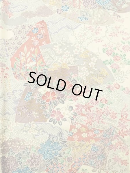 画像3: K0311Z Mint  小紋 女性用着物  シルク（正絹）   白, ぼたん 【中古】 【USED】 【リサイクル】 ★★★★★ (3)