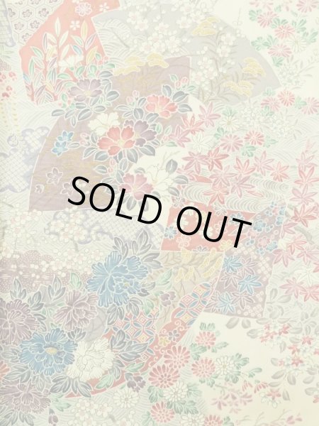 画像5: K0311Z Mint  小紋 女性用着物  シルク（正絹）   白, ぼたん 【中古】 【USED】 【リサイクル】 ★★★★★ (5)