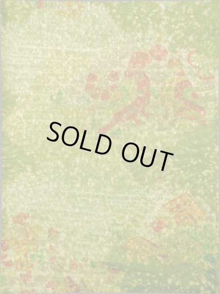 画像3: K0317E Mint  小紋 女性用着物  シルク(正絹) 淡い 茶色がかった 黄緑色, 鳥 【中古】 【USED】 【リサイクル】 ★★★★☆ (3)