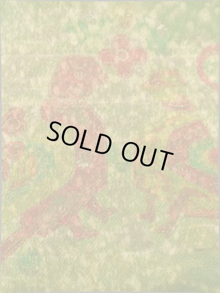 画像5: K0317E Mint  小紋 女性用着物  シルク(正絹) 淡い 茶色がかった 黄緑色, 鳥 【中古】 【USED】 【リサイクル】 ★★★★☆ (5)