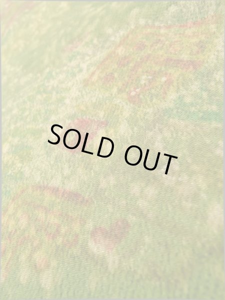 画像8: K0317E Mint  小紋 女性用着物  シルク(正絹) 淡い 茶色がかった 黄緑色, 鳥 【中古】 【USED】 【リサイクル】 ★★★★☆ (8)