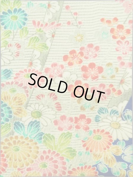 画像6: K0317G Mint  小紋 女性用着物 几帳柄 シルク(正絹)   青, ぼたん 【中古】 【USED】 【リサイクル】 ★★★★☆ (6)