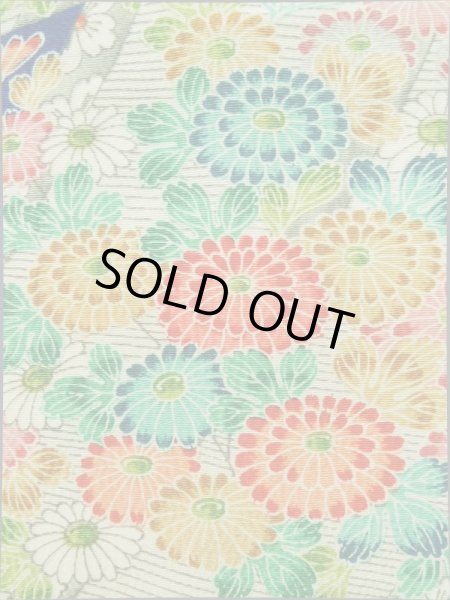 画像7: K0317G Mint  小紋 女性用着物 几帳柄 シルク(正絹)   青, ぼたん 【中古】 【USED】 【リサイクル】 ★★★★☆ (7)