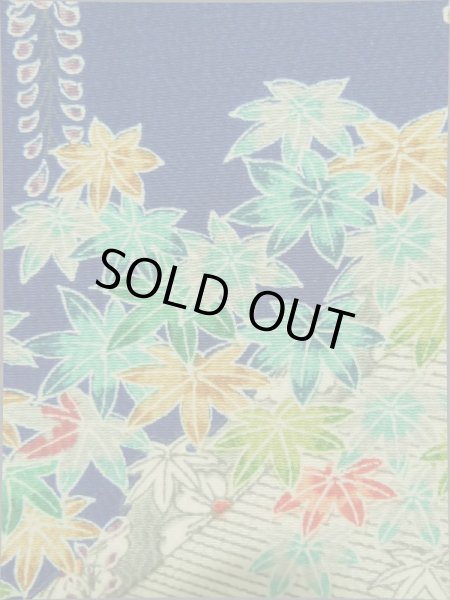 画像8: K0317G Mint  小紋 女性用着物 几帳柄 シルク(正絹)   青, ぼたん 【中古】 【USED】 【リサイクル】 ★★★★☆ (8)