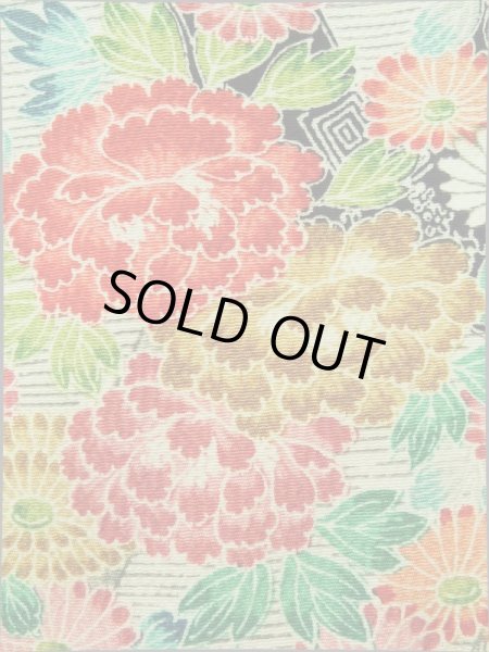 画像9: K0317G Mint  小紋 女性用着物 几帳柄 シルク(正絹)   青, ぼたん 【中古】 【USED】 【リサイクル】 ★★★★☆ (9)