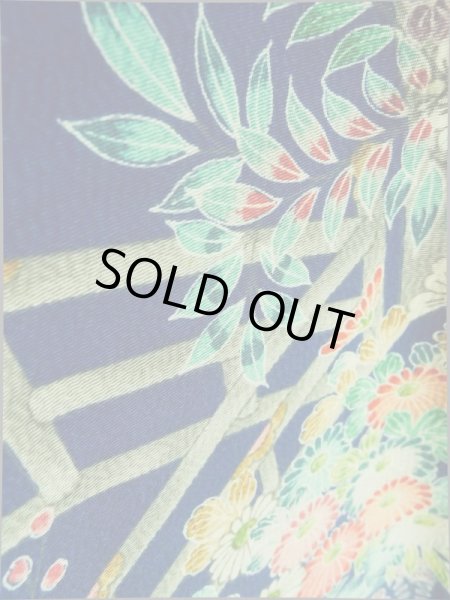 画像10: K0317G Mint  小紋 女性用着物 几帳柄 シルク(正絹)   青, ぼたん 【中古】 【USED】 【リサイクル】 ★★★★☆ (10)