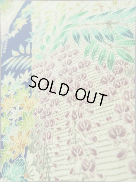 画像13: K0317G Mint  小紋 女性用着物 几帳柄 シルク(正絹)   青, ぼたん 【中古】 【USED】 【リサイクル】 ★★★★☆ (13)