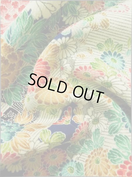 画像14: K0317G Mint  小紋 女性用着物 几帳柄 シルク(正絹)   青, ぼたん 【中古】 【USED】 【リサイクル】 ★★★★☆ (14)