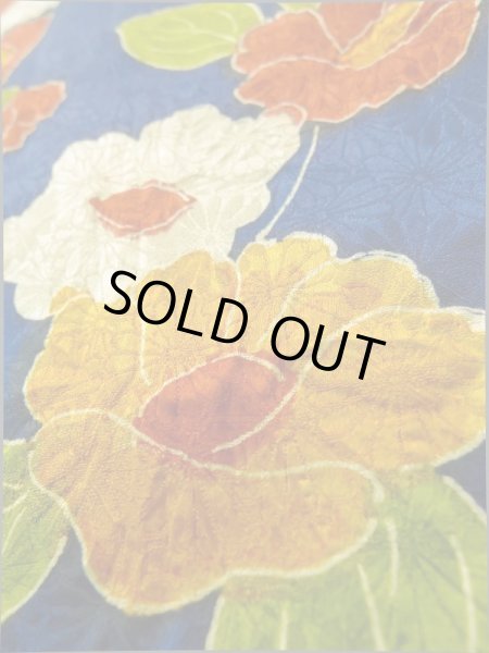 画像10: K0317K Mint  小紋 女性用着物 手描き シルク(正絹)   青, 花 【中古】 【USED】 【リサイクル】 ★★★★☆ (10)