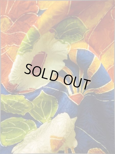 画像12: K0317K Mint  小紋 女性用着物 手描き シルク(正絹)   青, 花 【中古】 【USED】 【リサイクル】 ★★★★☆ (12)