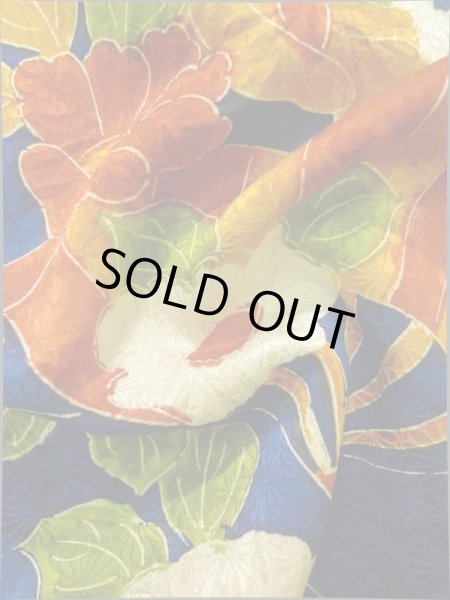 画像13: K0317K Mint  小紋 女性用着物 手描き シルク(正絹)   青, 花 【中古】 【USED】 【リサイクル】 ★★★★☆ (13)