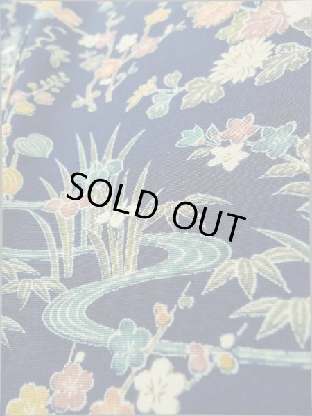 画像9: K0317M Mint  小紋 女性用着物 雪輪柄 シルク（正絹）   青, 菊 【中古】 【USED】 【リサイクル】 ★★★★★ (9)