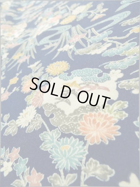 画像11: K0317M Mint  小紋 女性用着物 雪輪柄 シルク（正絹）   青, 菊 【中古】 【USED】 【リサイクル】 ★★★★★ (11)