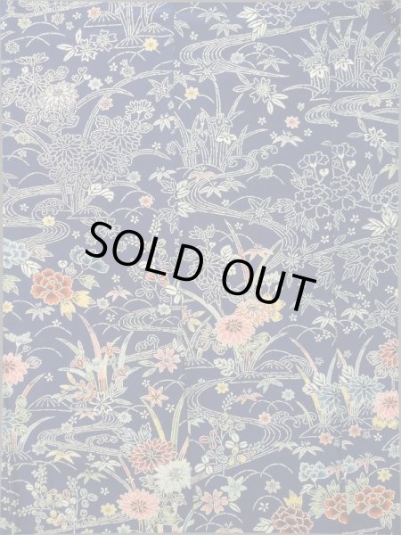 画像4: K0317O  付下げ 女性用着物  シルク（正絹）   青, 花 【中古】 【USED】 【リサイクル】 ★★★☆☆ (4)