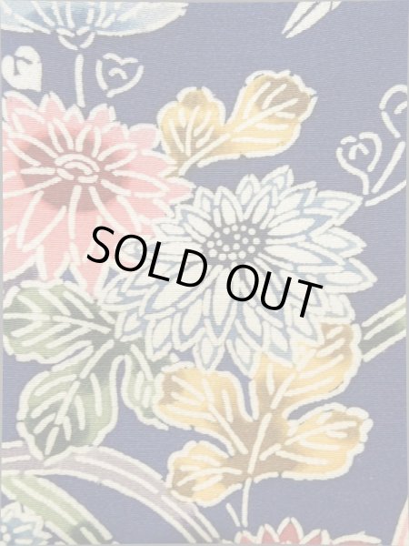 画像6: K0317O  付下げ 女性用着物  シルク（正絹）   青, 花 【中古】 【USED】 【リサイクル】 ★★★☆☆ (6)