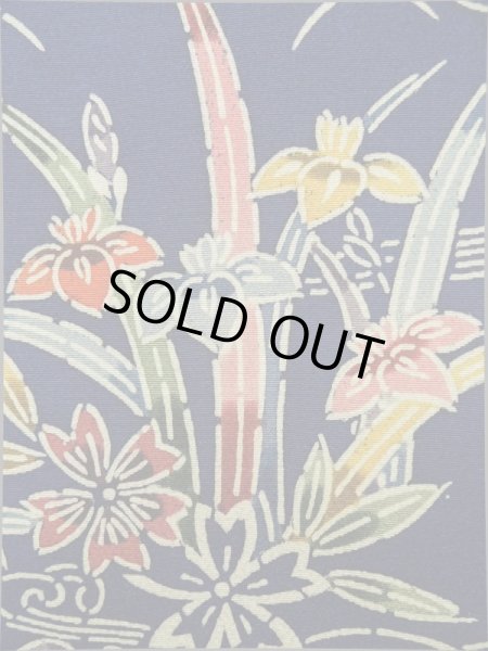 画像9: K0317O  付下げ 女性用着物  シルク（正絹）   青, 花 【中古】 【USED】 【リサイクル】 ★★★☆☆ (9)