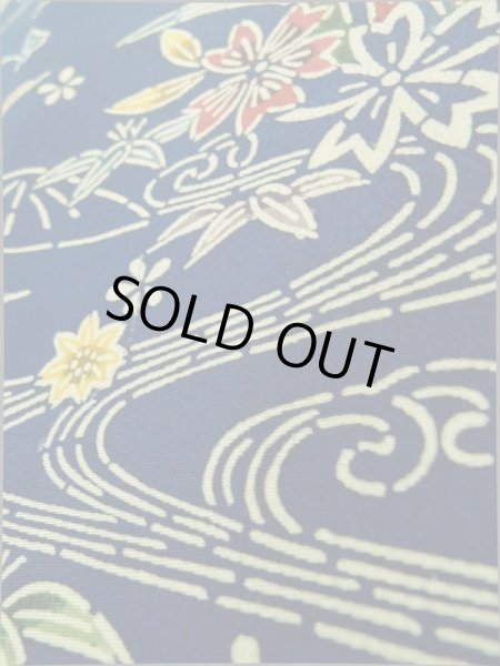 画像11: K0317O  付下げ 女性用着物  シルク（正絹）   青, 花 【中古】 【USED】 【リサイクル】 ★★★☆☆ (11)