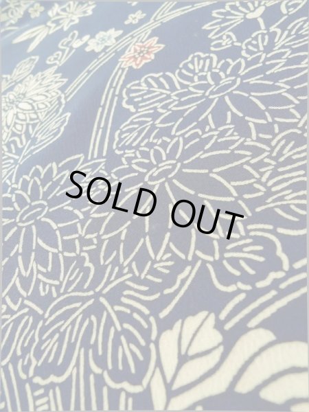 画像12: K0317O  付下げ 女性用着物  シルク（正絹）   青, 花 【中古】 【USED】 【リサイクル】 ★★★☆☆ (12)