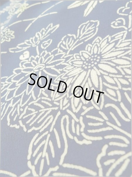 画像13: K0317O  付下げ 女性用着物  シルク（正絹）   青, 花 【中古】 【USED】 【リサイクル】 ★★★☆☆ (13)