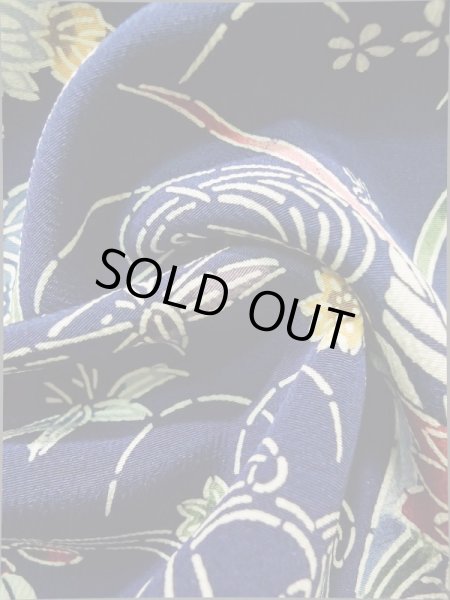 画像16: K0317O  付下げ 女性用着物  シルク（正絹）   青, 花 【中古】 【USED】 【リサイクル】 ★★★☆☆ (16)