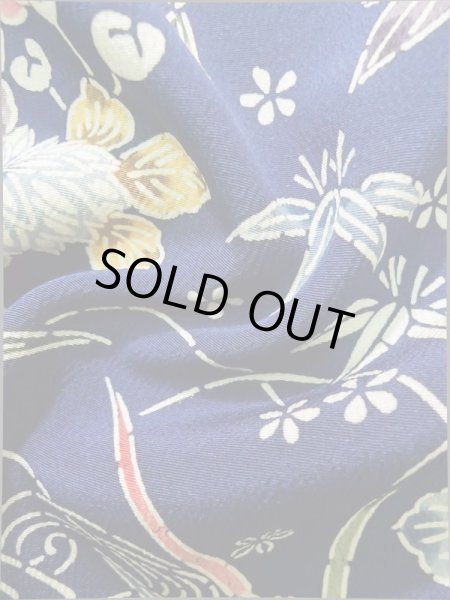 画像17: K0317O  付下げ 女性用着物  シルク（正絹）   青, 花 【中古】 【USED】 【リサイクル】 ★★★☆☆ (17)