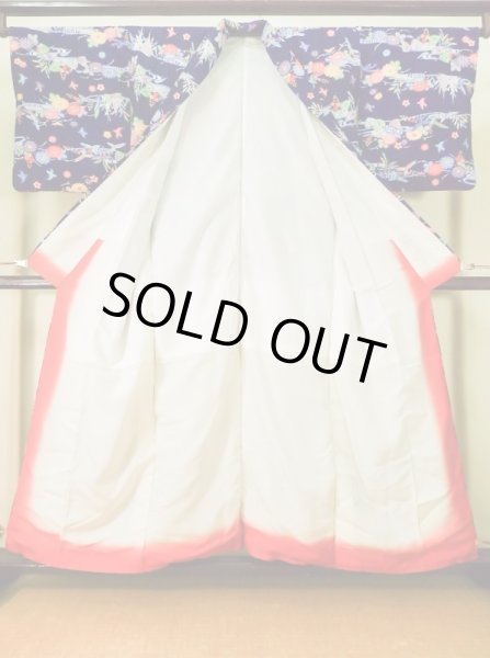 画像2: K0317P Mint  小紋 女性用着物  シルク（正絹）   青, 花 【中古】 【USED】 【リサイクル】 ★★★★☆ (2)