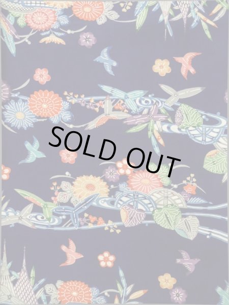 画像3: K0317P Mint  小紋 女性用着物  シルク（正絹）   青, 花 【中古】 【USED】 【リサイクル】 ★★★★☆ (3)