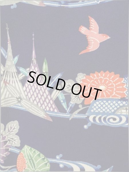 画像5: K0317P Mint  小紋 女性用着物  シルク（正絹）   青, 花 【中古】 【USED】 【リサイクル】 ★★★★☆ (5)