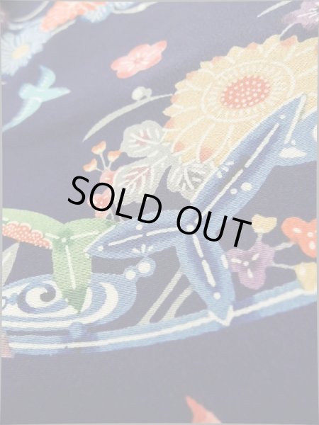 画像8: K0317P Mint  小紋 女性用着物  シルク（正絹）   青, 花 【中古】 【USED】 【リサイクル】 ★★★★☆ (8)