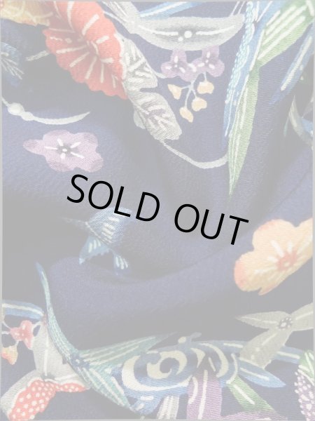 画像12: K0317P Mint  小紋 女性用着物  シルク（正絹）   青, 花 【中古】 【USED】 【リサイクル】 ★★★★☆ (12)