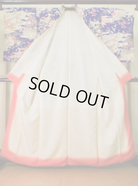 画像2: K0317Q  小紋 女性用着物  シルク(正絹)   青, ぼたん 【中古】 【USED】 【リサイクル】 ★★★☆☆ (2)