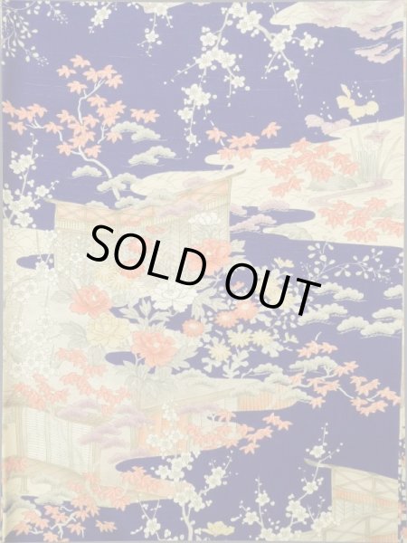 画像3: K0317Q  小紋 女性用着物  シルク(正絹)   青, ぼたん 【中古】 【USED】 【リサイクル】 ★★★☆☆ (3)