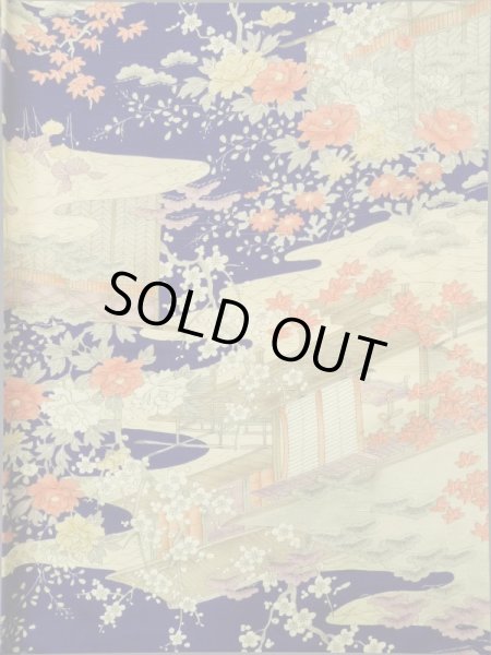 画像4: K0317Q  小紋 女性用着物  シルク(正絹)   青, ぼたん 【中古】 【USED】 【リサイクル】 ★★★☆☆ (4)