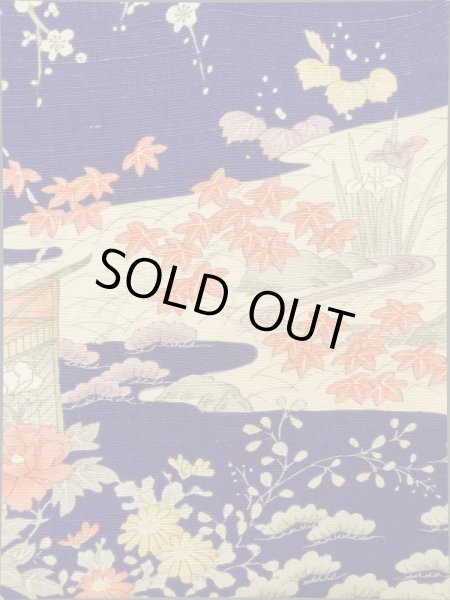 画像5: K0317Q  小紋 女性用着物  シルク(正絹)   青, ぼたん 【中古】 【USED】 【リサイクル】 ★★★☆☆ (5)