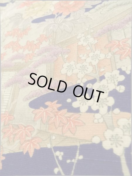 画像9: K0317Q  小紋 女性用着物  シルク(正絹)   青, ぼたん 【中古】 【USED】 【リサイクル】 ★★★☆☆ (9)