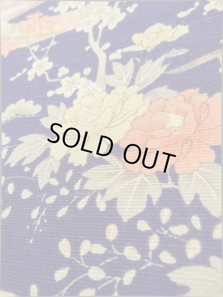 画像10: K0317Q  小紋 女性用着物  シルク(正絹)   青, ぼたん 【中古】 【USED】 【リサイクル】 ★★★☆☆ (10)