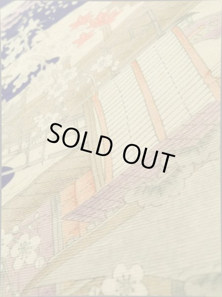 画像11: K0317Q  小紋 女性用着物  シルク(正絹)   青, ぼたん 【中古】 【USED】 【リサイクル】 ★★★☆☆ (11)