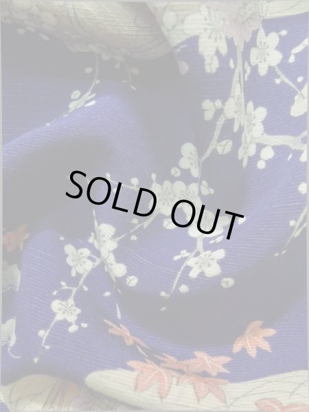 画像14: K0317Q  小紋 女性用着物  シルク(正絹)   青, ぼたん 【中古】 【USED】 【リサイクル】 ★★★☆☆ (14)