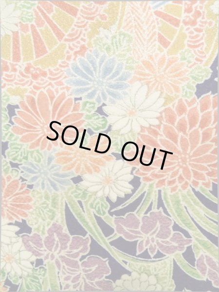 画像6: K0317R  小紋 女性用着物 花車 シルク（正絹）   藍, ぼたん 【中古】 【USED】 【リサイクル】 ★★★★☆ (6)