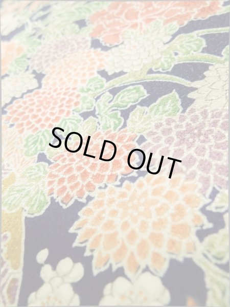 画像9: K0317R  小紋 女性用着物 花車 シルク（正絹）   藍, ぼたん 【中古】 【USED】 【リサイクル】 ★★★★☆ (9)