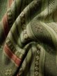 画像11: K0324A  小紋 女性用着物  シルク（正絹） 淡い ダークな 黄緑色, 縞 【中古】 【USED】 【リサイクル】 ★★★☆☆ (11)
