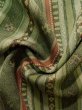 画像12: K0324A  小紋 女性用着物  シルク（正絹） 淡い ダークな 黄緑色, 縞 【中古】 【USED】 【リサイクル】 ★★★☆☆ (12)