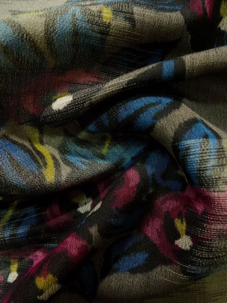 画像11: K0324D  小紋 女性用着物  シルク(正絹)   グレー(灰色), 花 【中古】 【USED】 【リサイクル】 ★★★☆☆ (11)