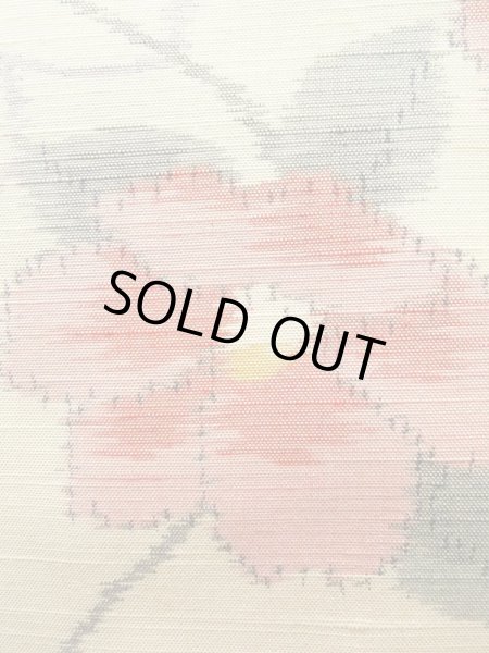 画像6: K0324K  紬 女性用着物  シルク(正絹)   オフ ホワイト, 椿 【中古】 【USED】 【リサイクル】 ★★★★☆ (6)