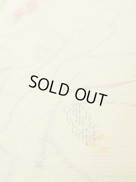 画像9: K0324K  紬 女性用着物  シルク(正絹)   オフ ホワイト, 椿 【中古】 【USED】 【リサイクル】 ★★★★☆ (9)